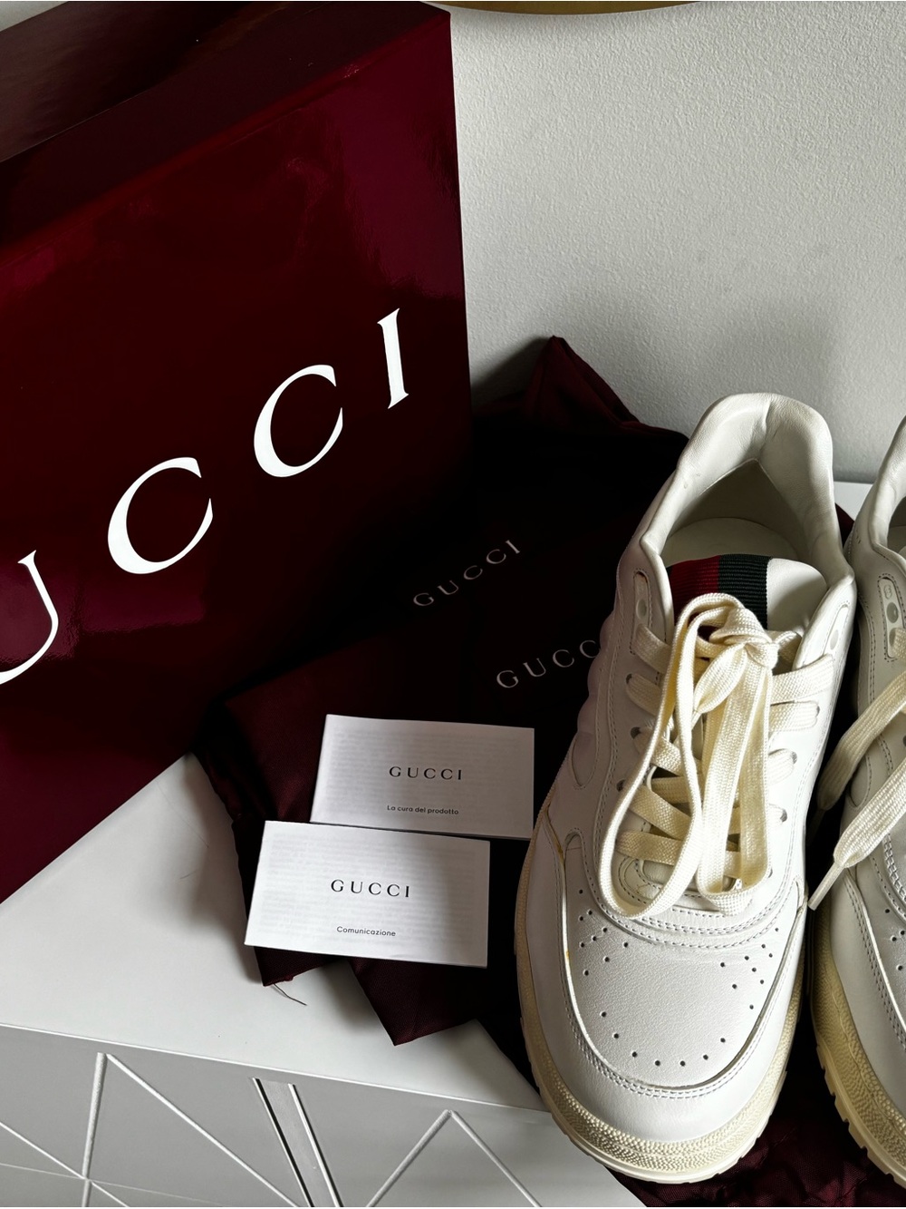 Gucci Re-web Leather Low-Top Sneakers - Picture 1 of 8